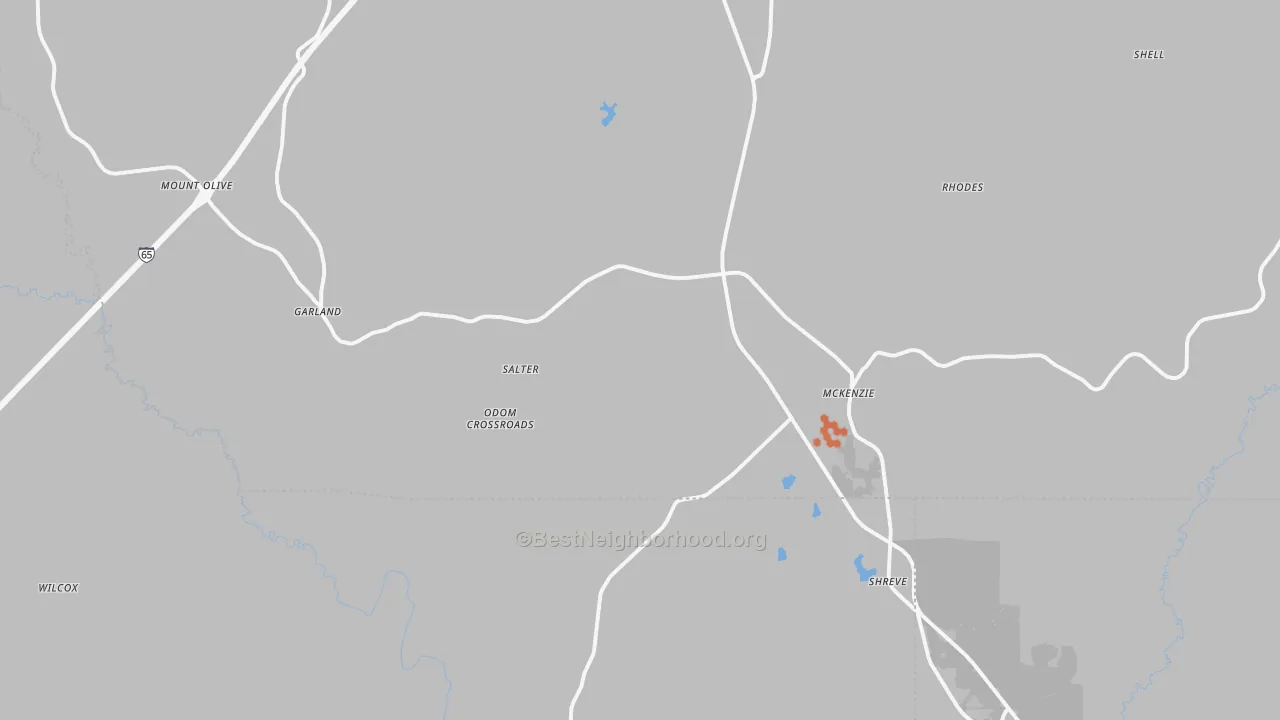 Bike Grade map of 36456, AL