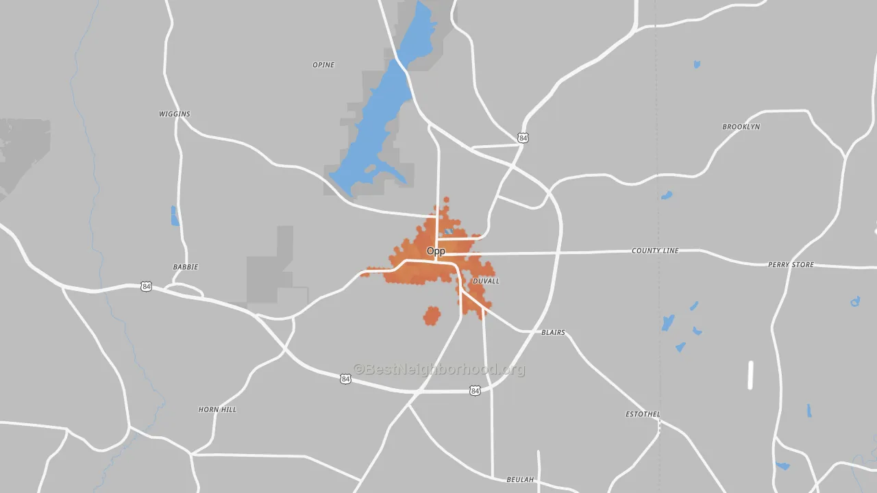 Bike Grade map of 36467, AL