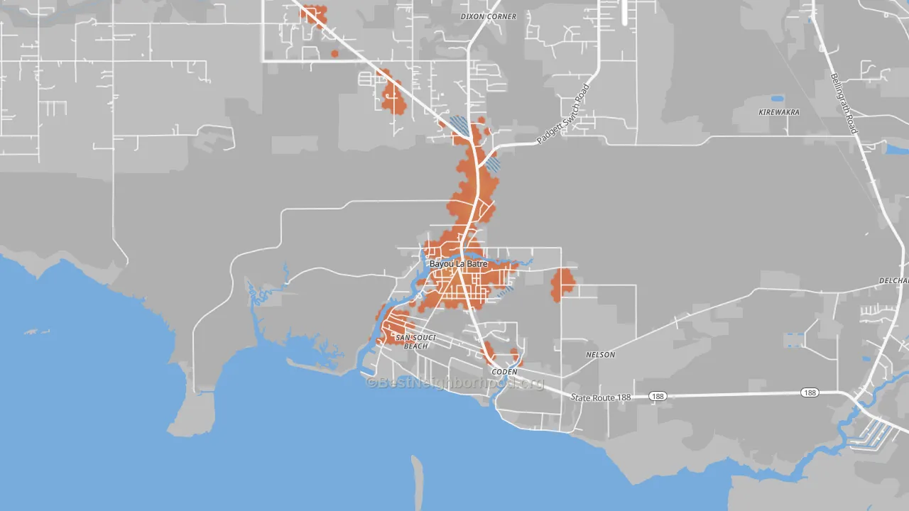 Bike Grade map of 36509, AL
