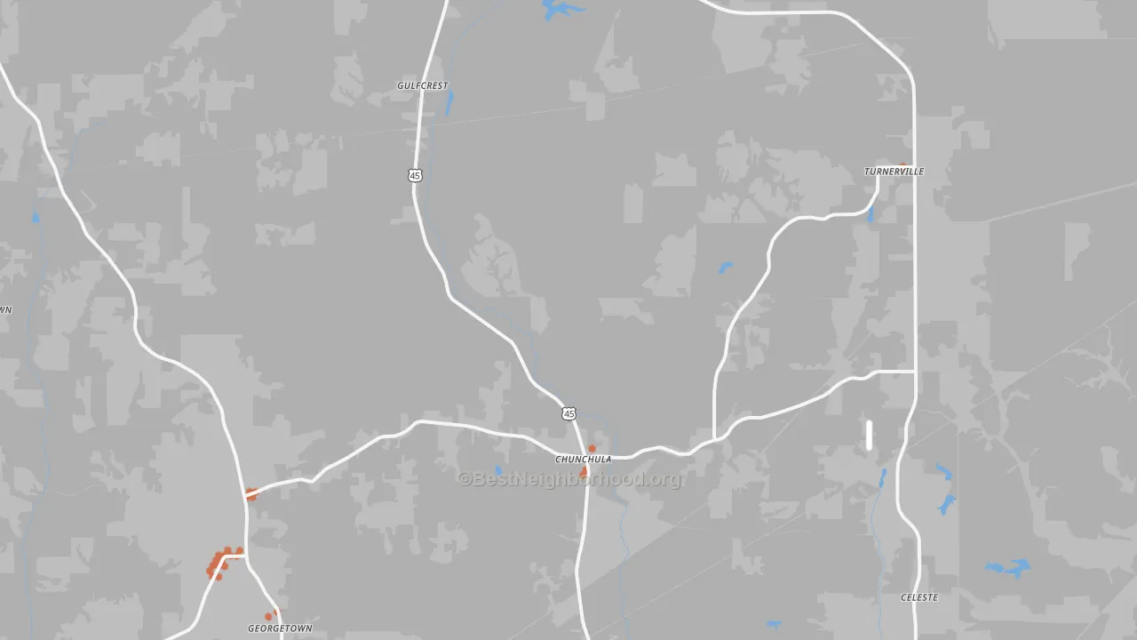 Bike Grade map of 36521, AL