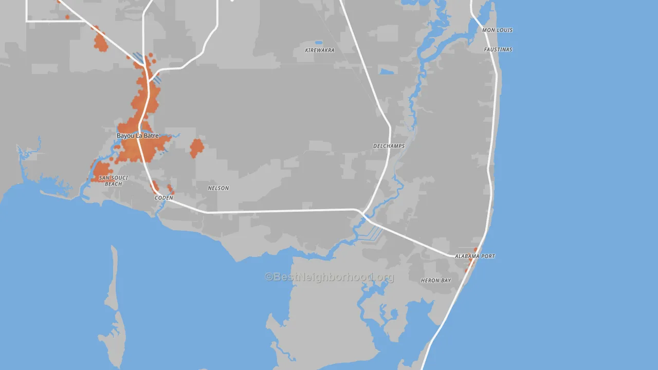 Bike Grade map of 36523, AL