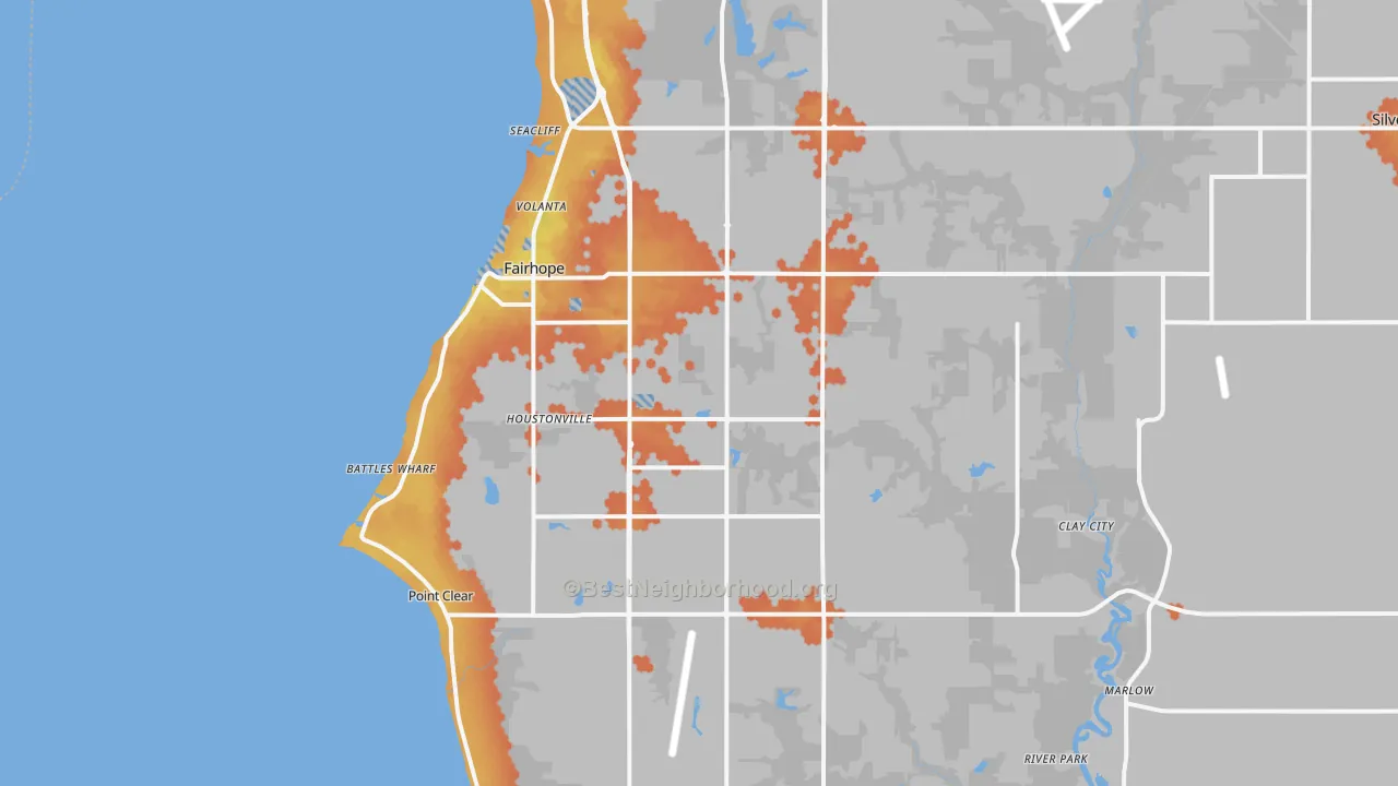Bike Grade map of 36532, AL