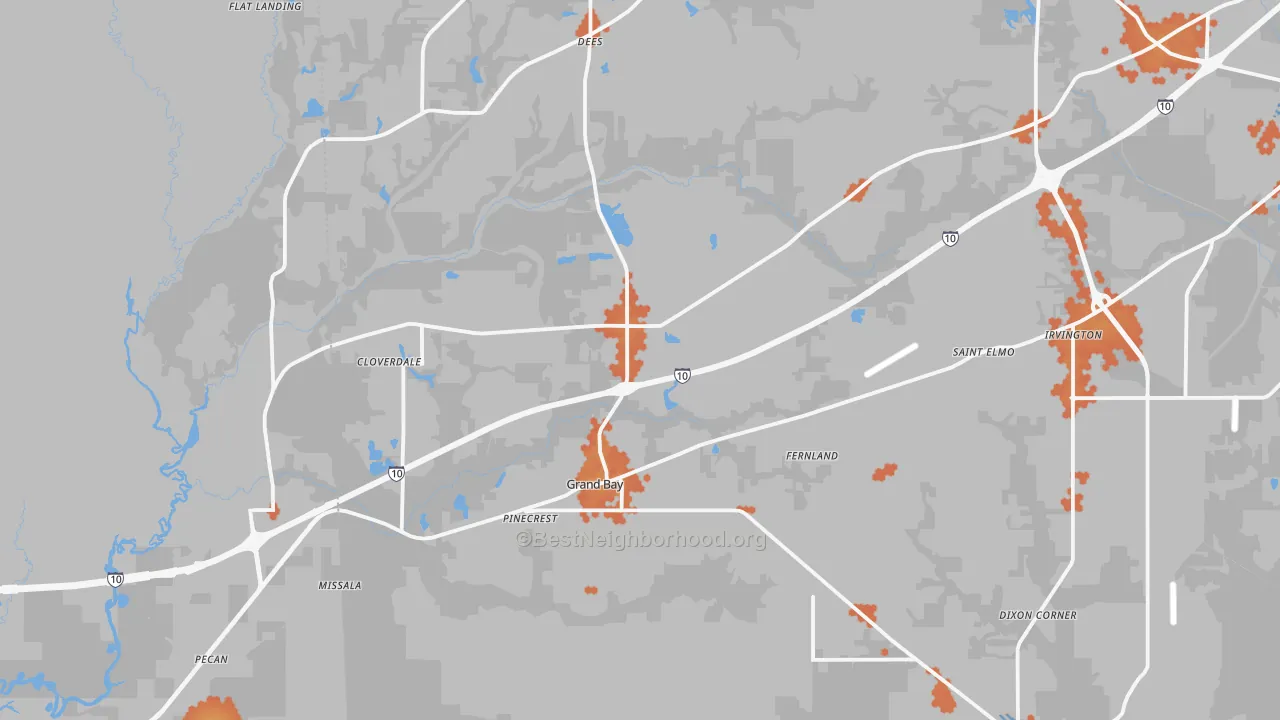 Bike Grade map of 36541, AL