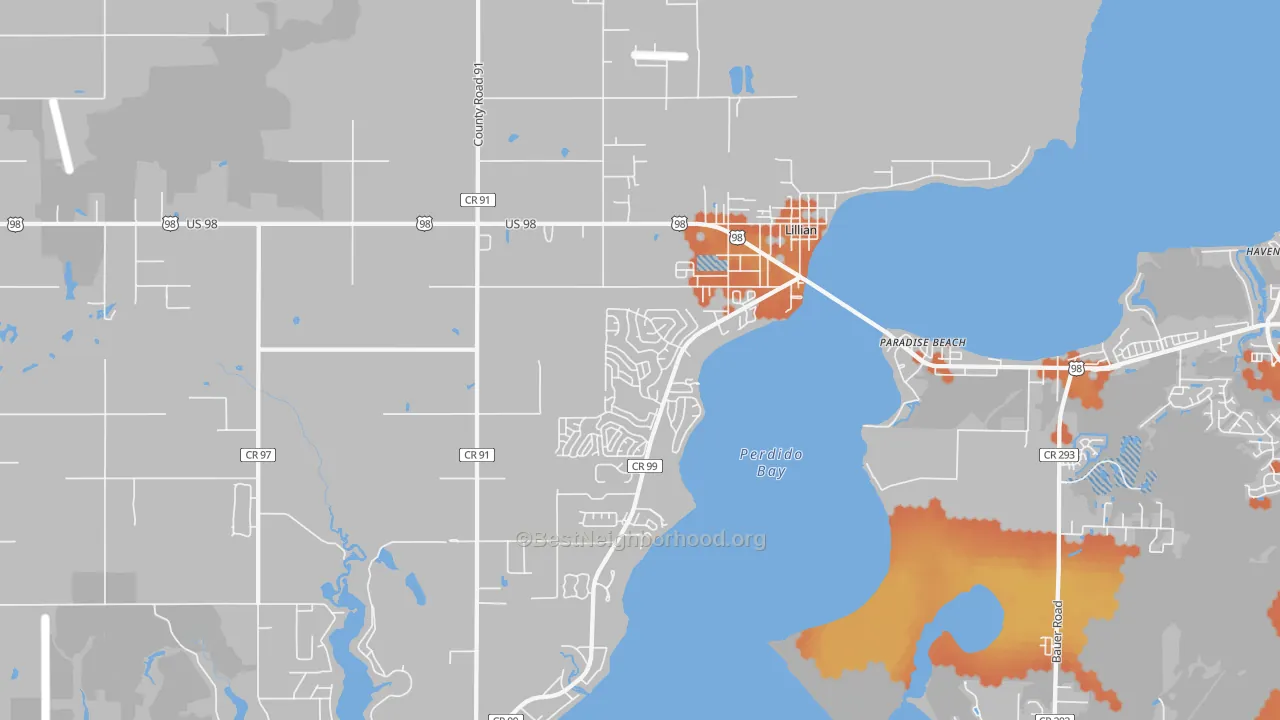 Bike Grade map of 36549, AL