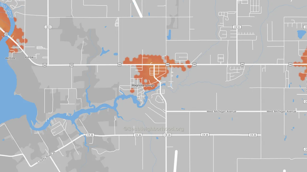 Bike Grade map of 36555, AL