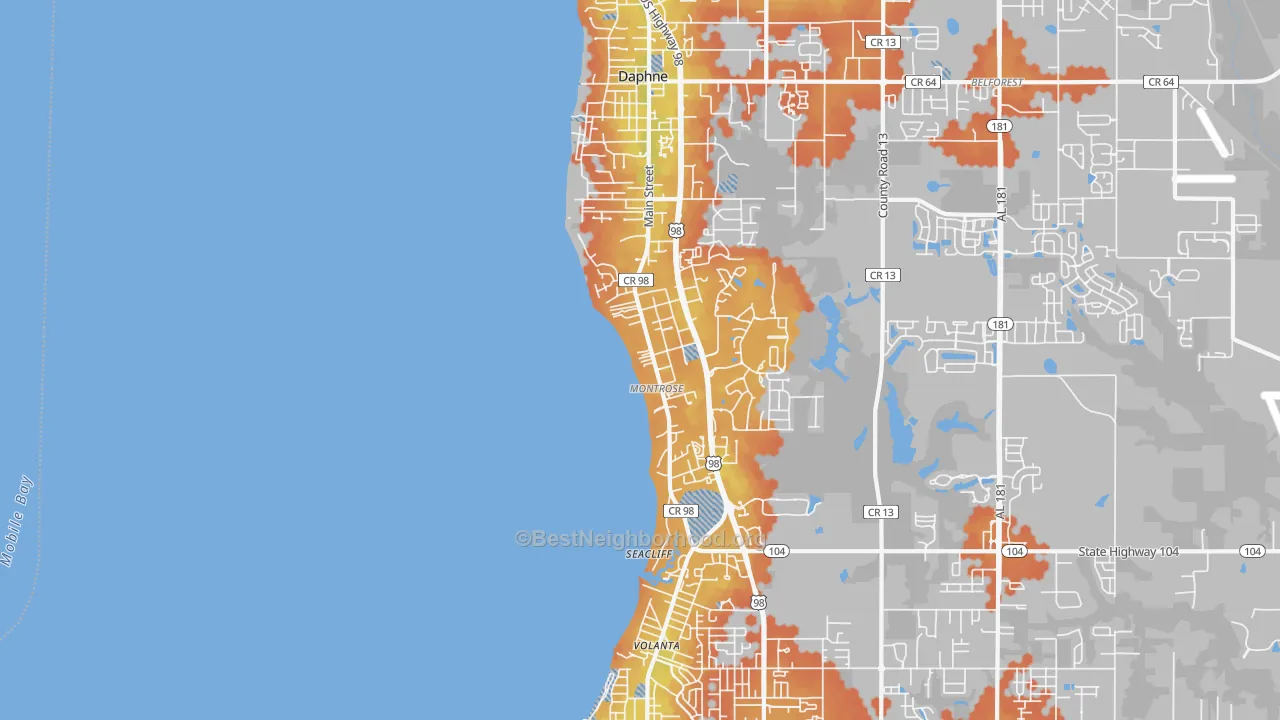 Bike Grade map of 36559, AL