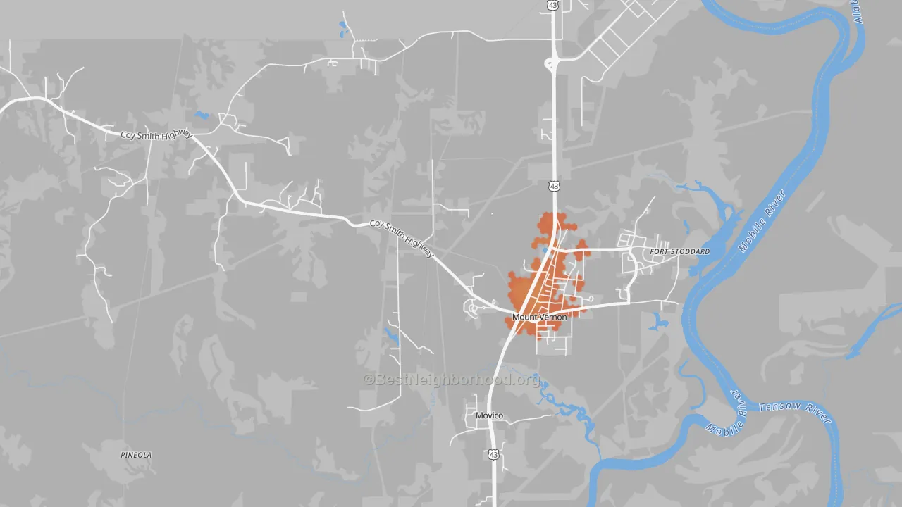 Bike Grade map of 36560, AL