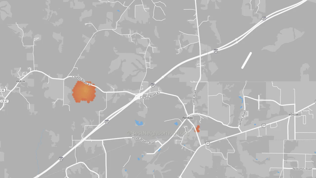 Bike Grade map of 36562, AL