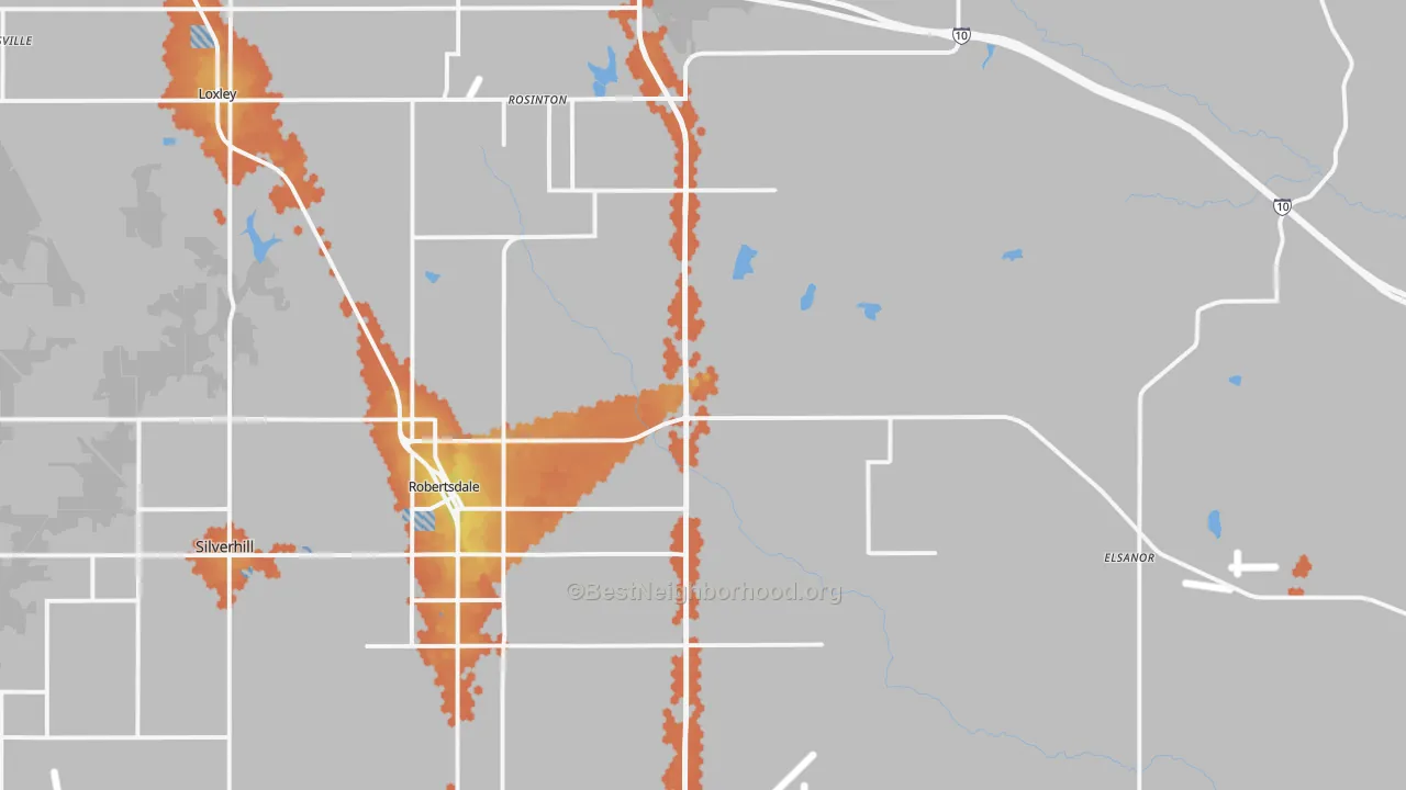 Bike Grade map of 36567, AL