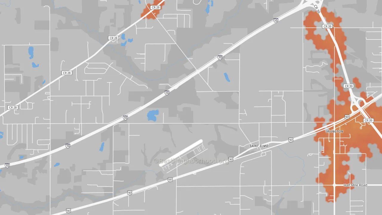 Bike Grade map of 36568, AL