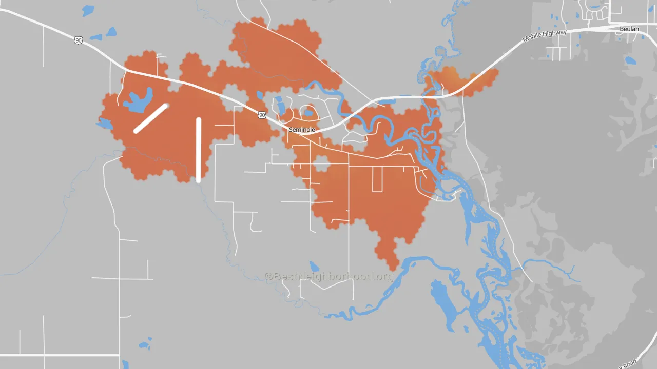 Bike Grade map of 36574, AL