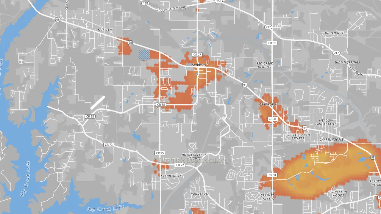 Bike Grade map of 36575, AL