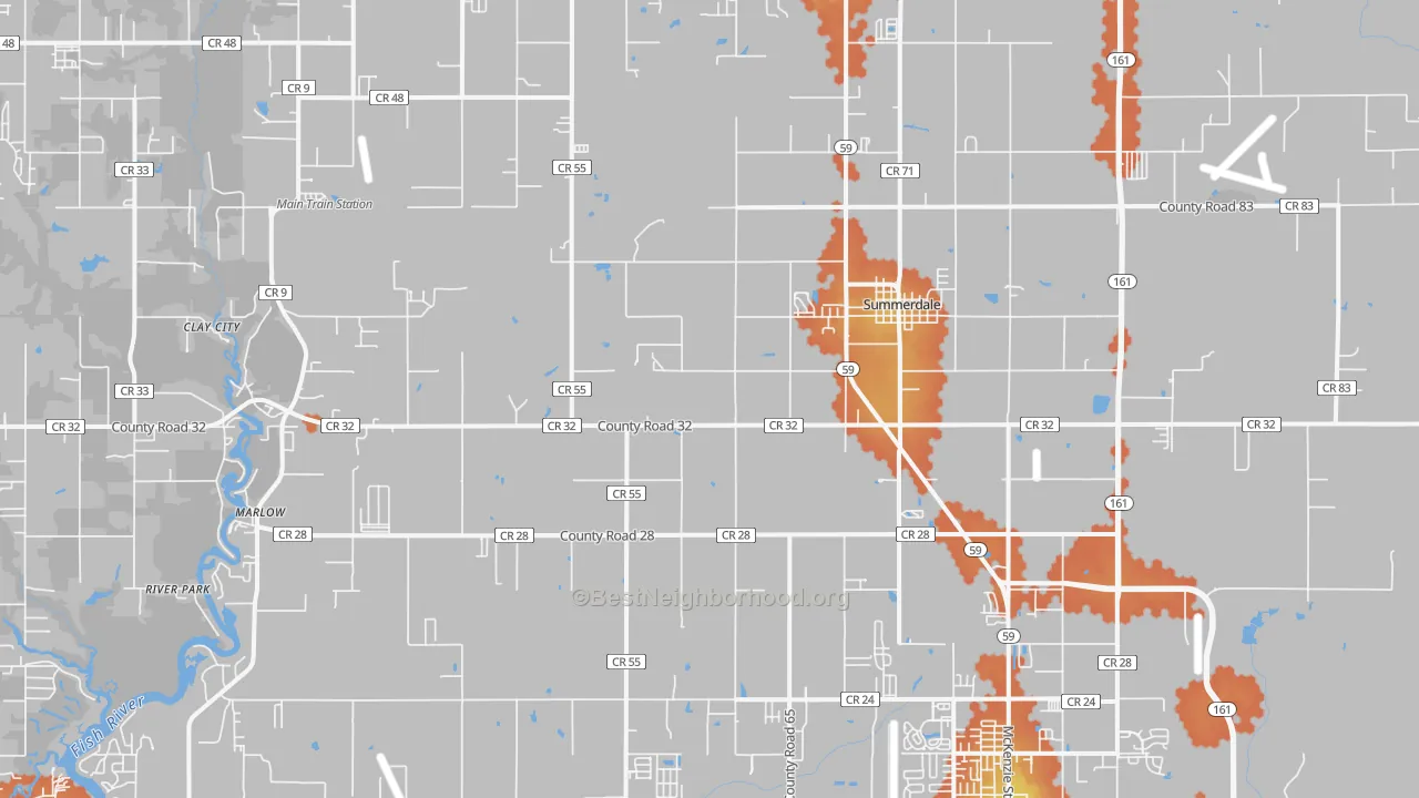 Bike Grade map of 36580, AL