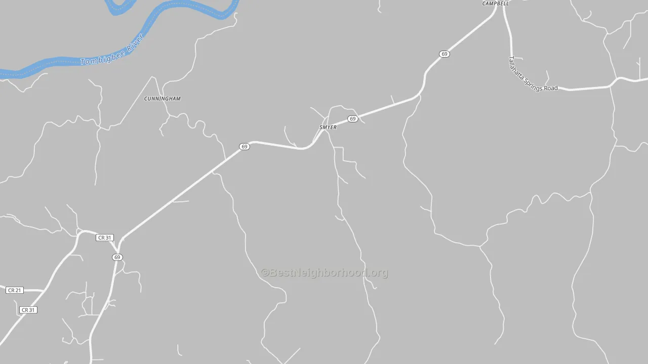Bike Grade map of 36727, AL