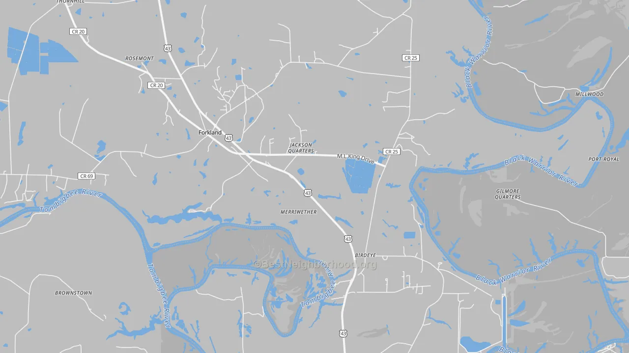 Bike Grade map of 36740, AL