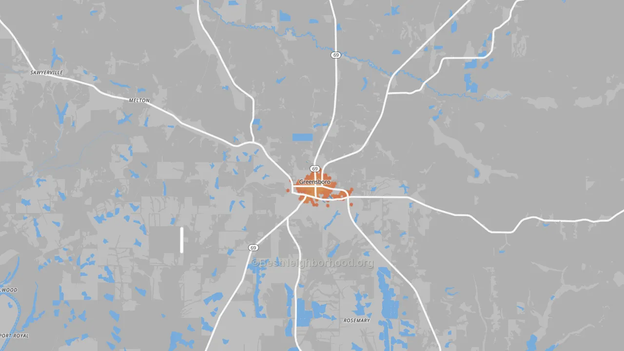 Bike Grade map of 36744, AL