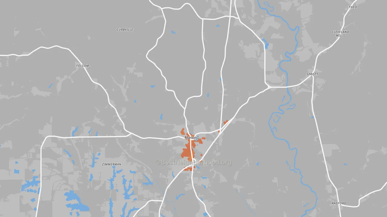 Bike Grade map of 36756, AL
