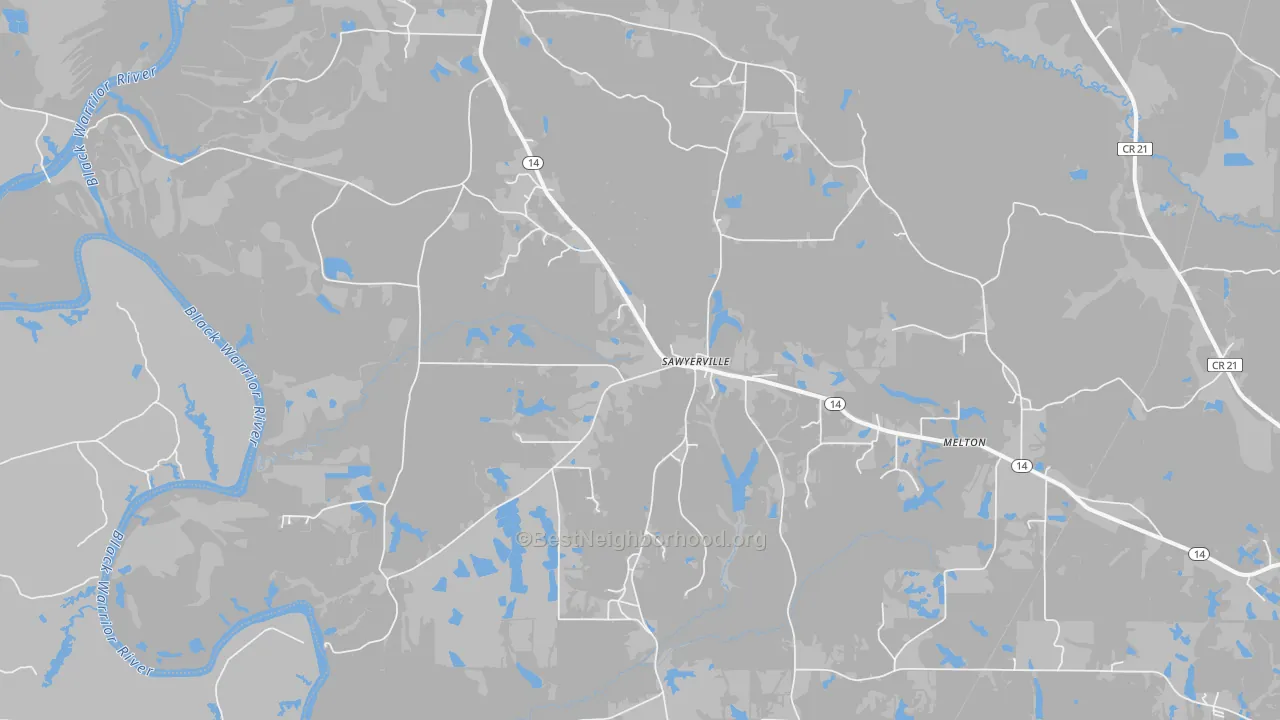 Bike Grade map of 36776, AL