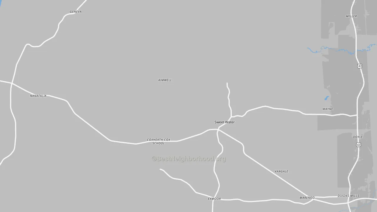 Bike Grade map of 36782, AL
