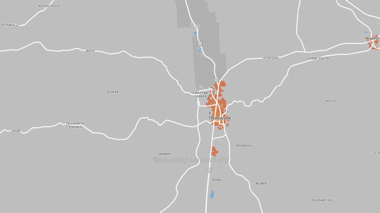 Bike Grade map of 36784, AL
