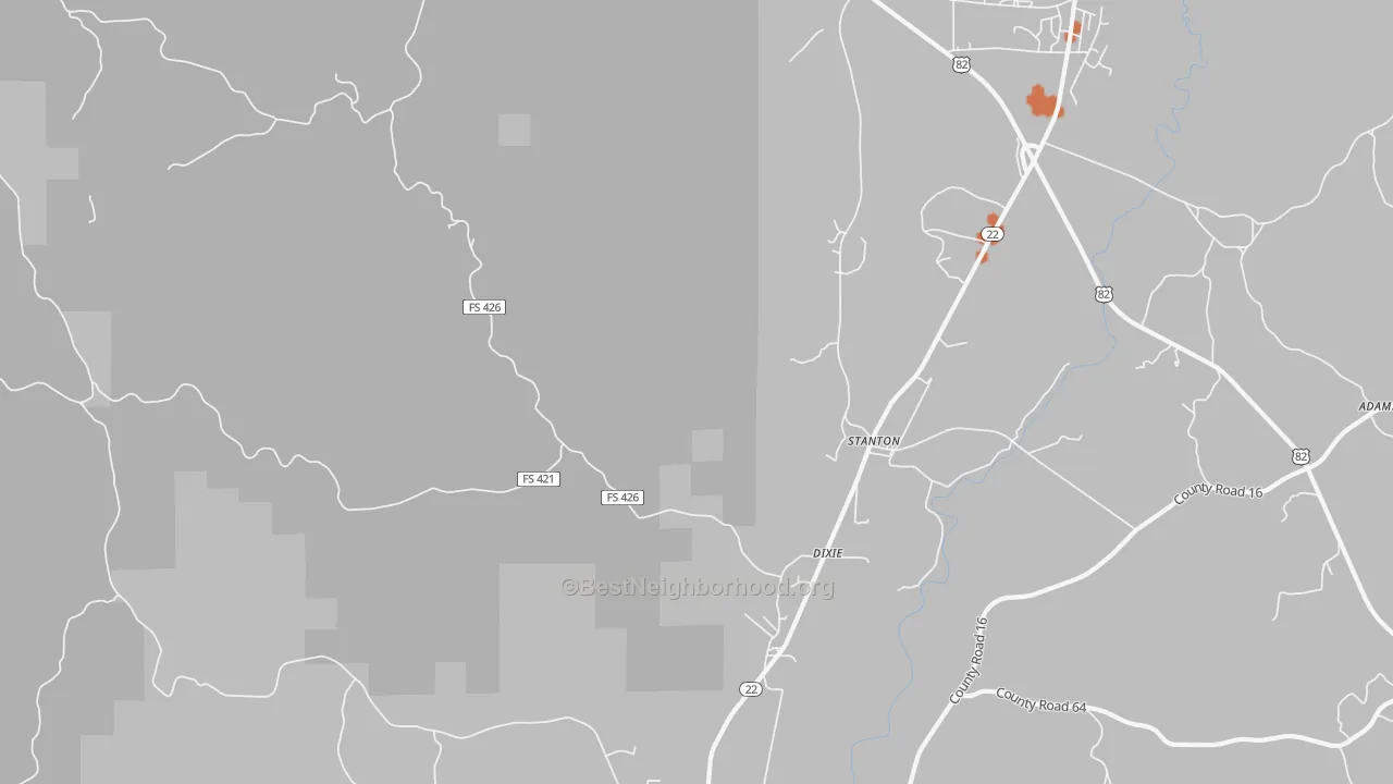Bike Grade map of 36790, AL