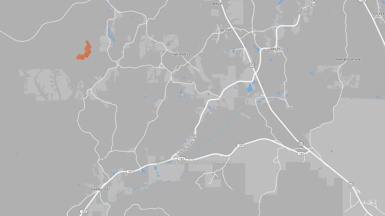 Bike Grade map of 36793, AL