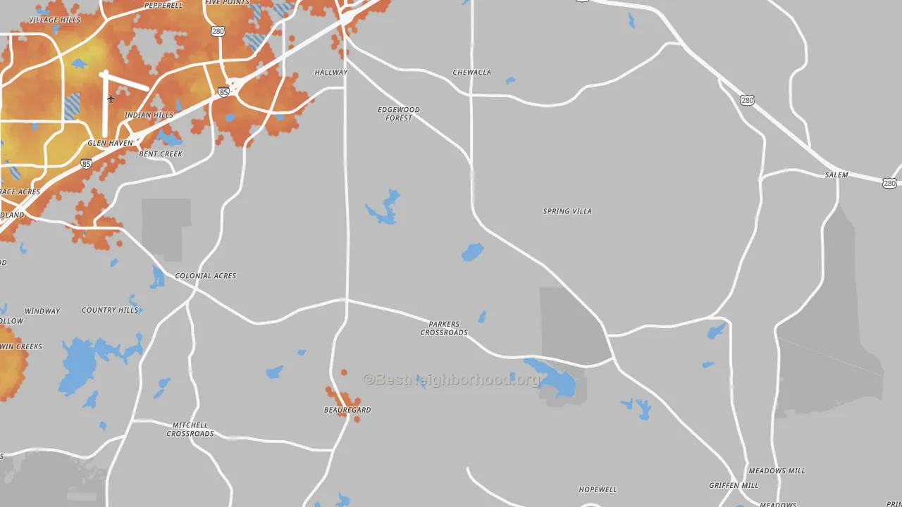 Bike Grade map of 36804, AL