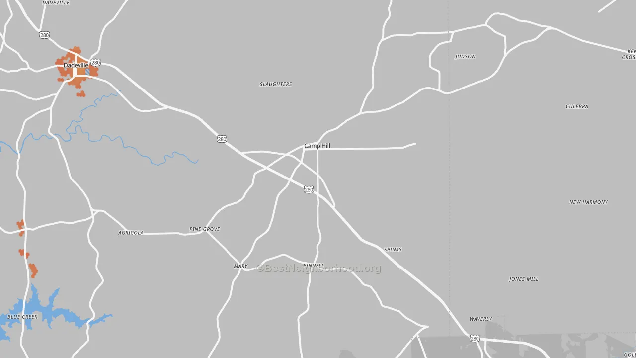Bike Grade map of 36850, AL