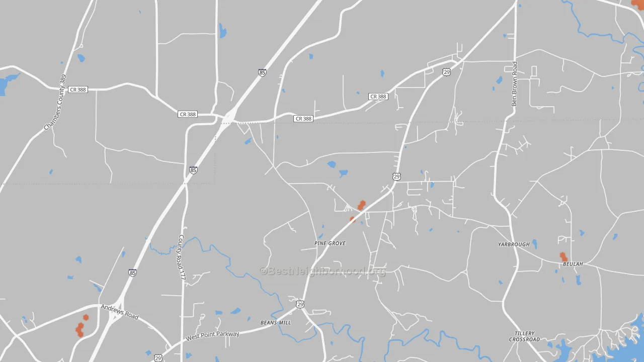 Bike Grade map of 36852, AL