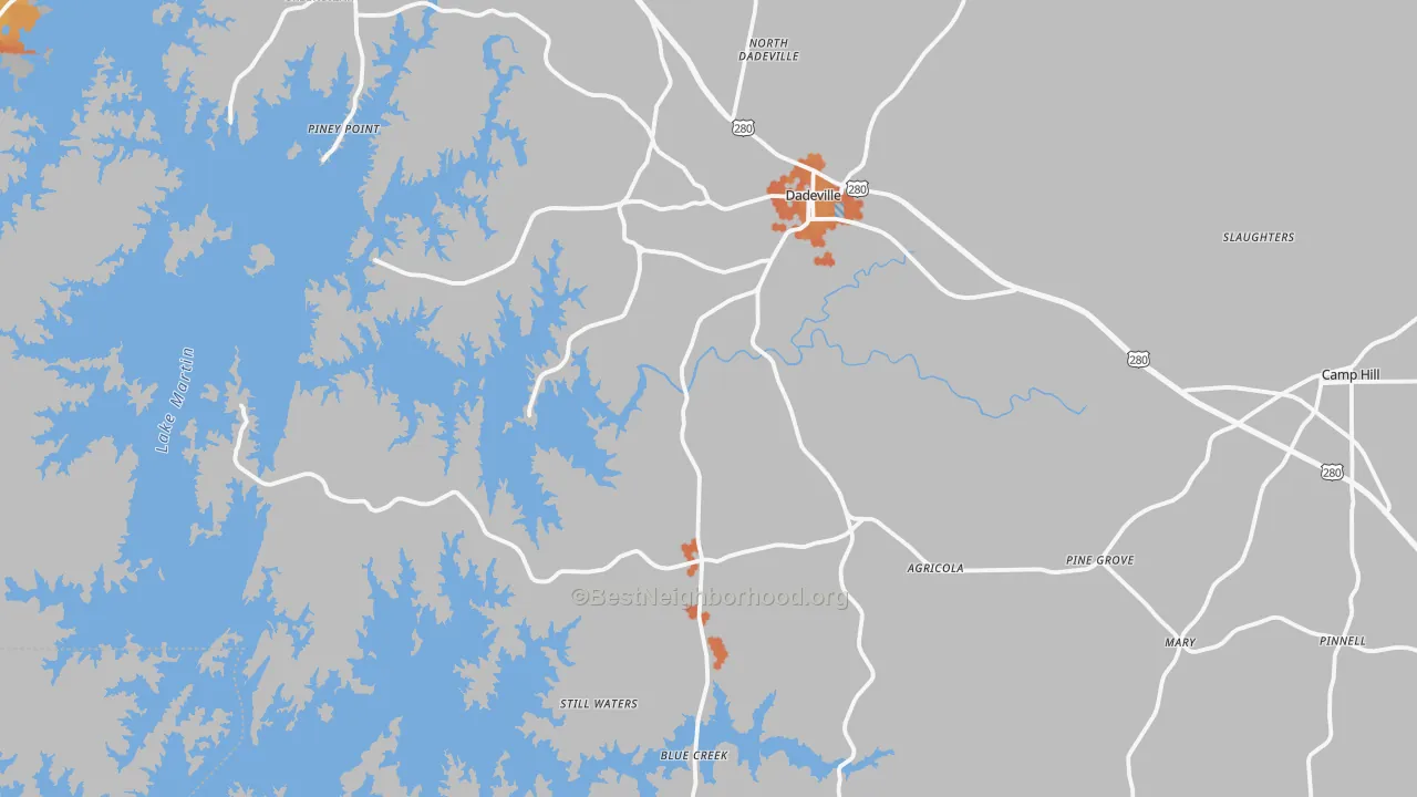 Bike Grade map of 36853, AL