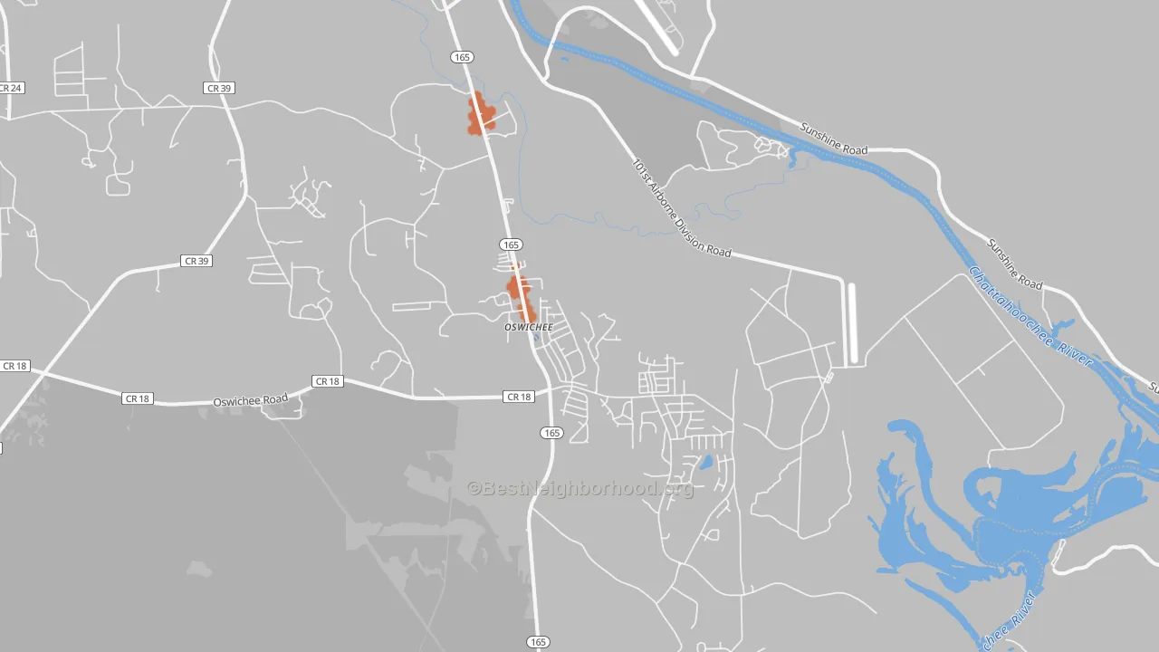 Bike Grade map of 36856, AL