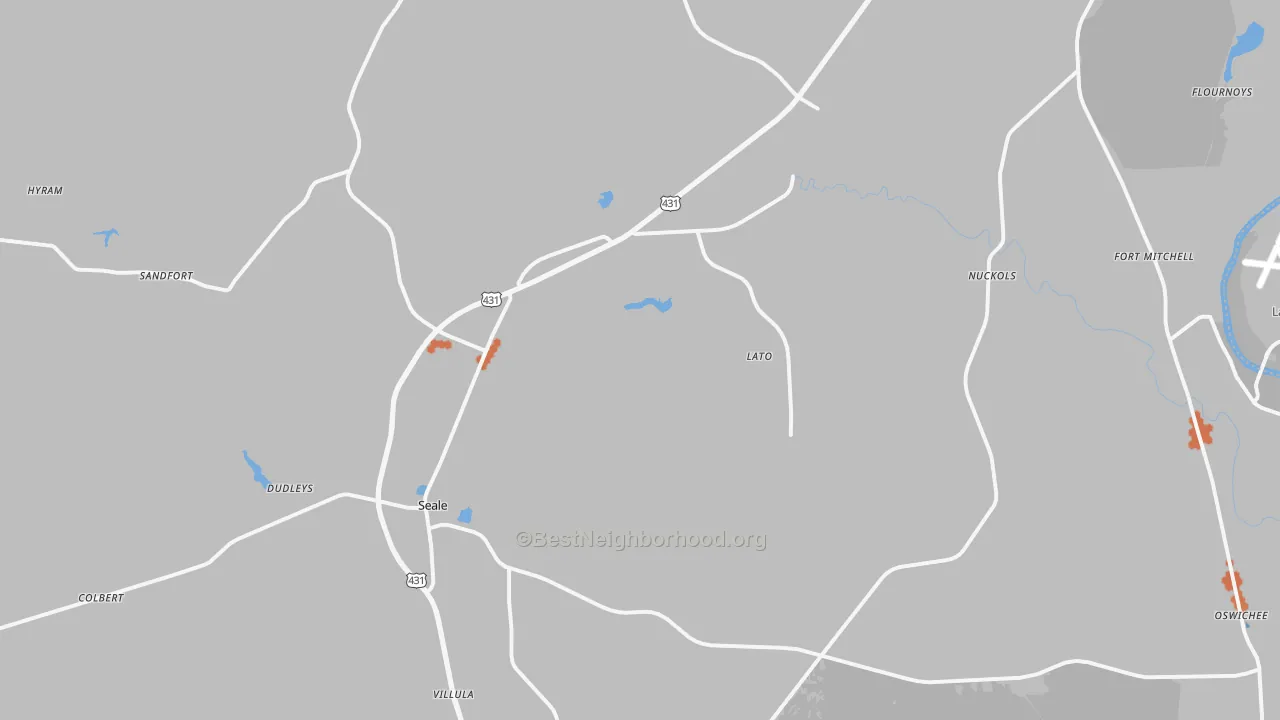 Bike Grade map of 36875, AL
