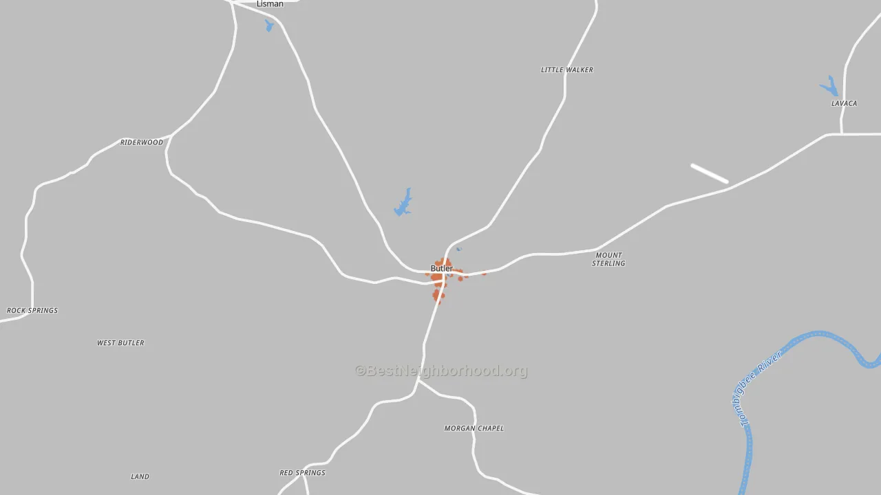 Bike Grade map of 36904, AL