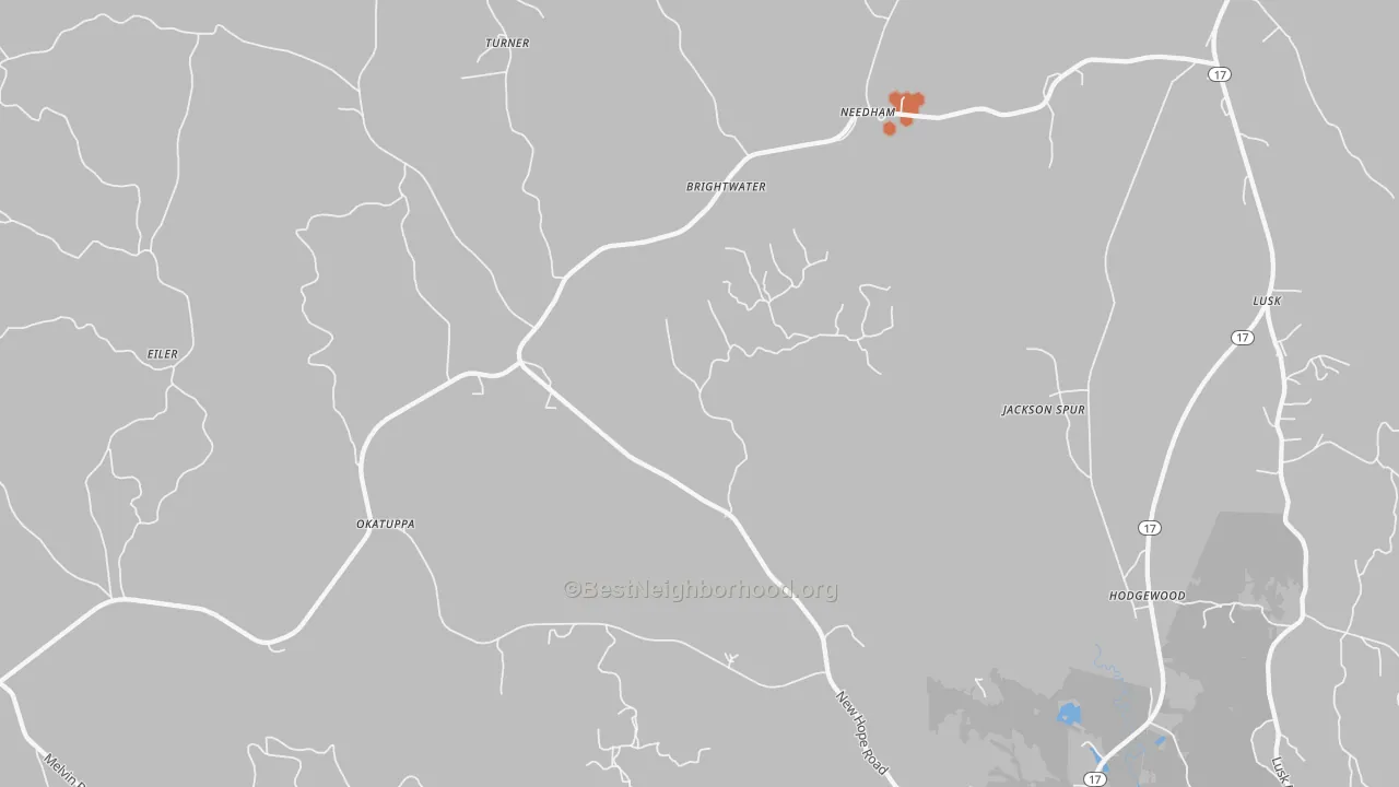 Bike Grade map of 36915, AL