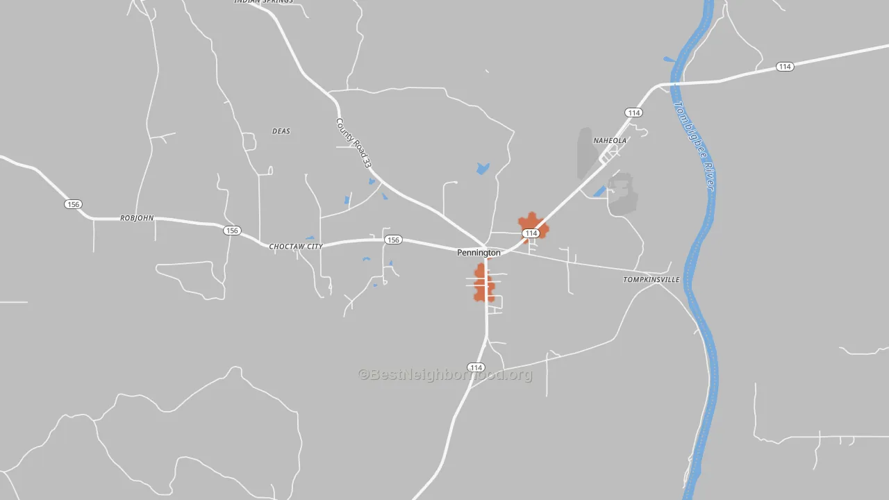 Bike Grade map of 36916, AL