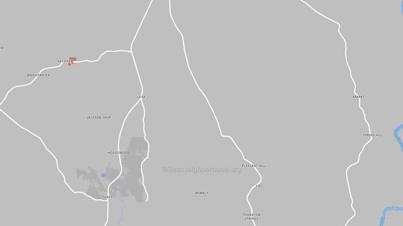 Bike Grade map of 36921, AL