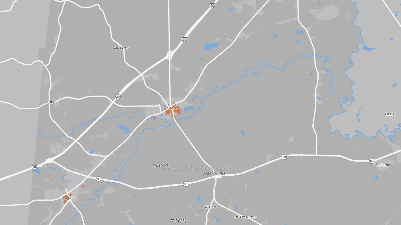Bike Grade map of 36925, AL