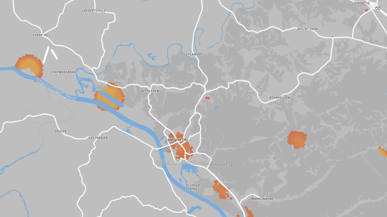 Bike Grade map of 37015, TN