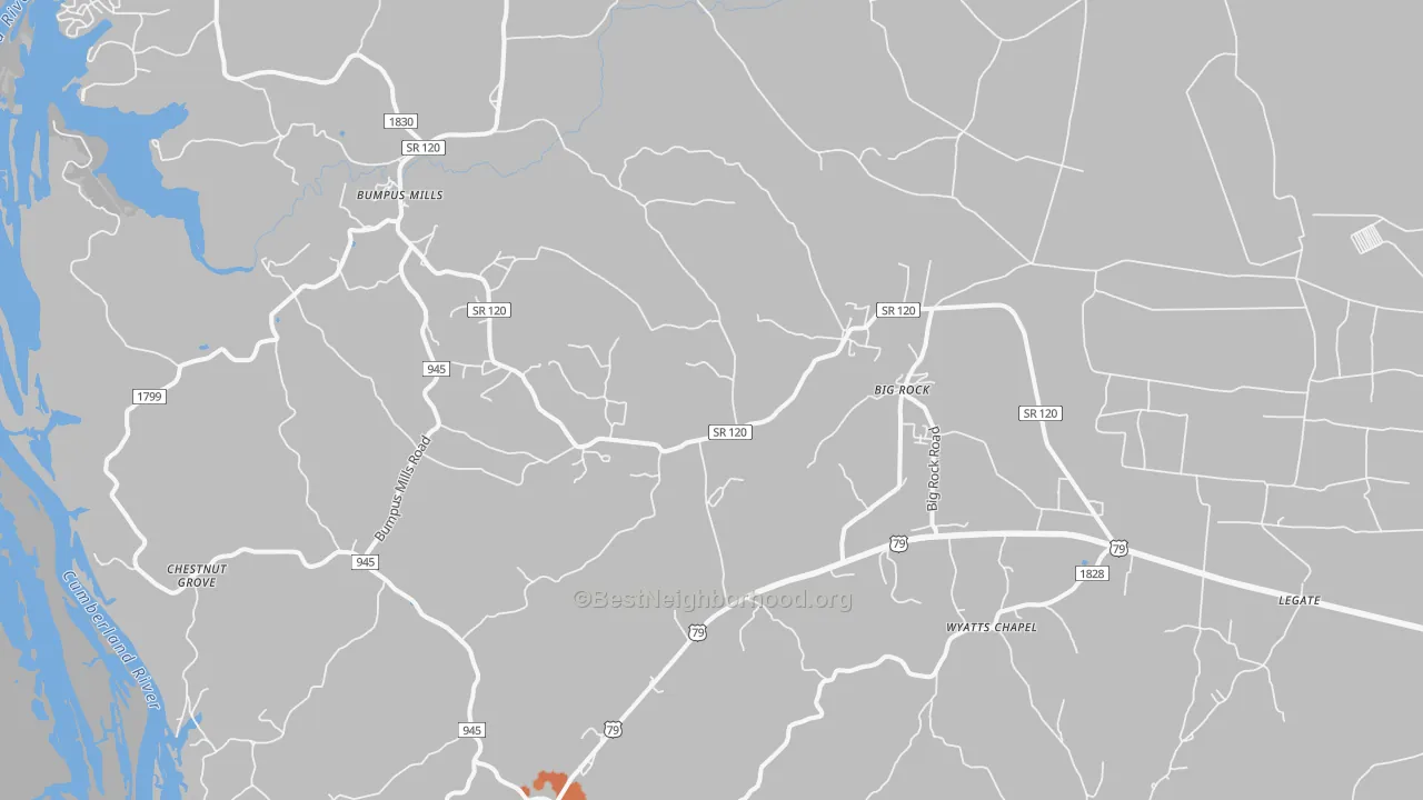 Bike Grade map of 37023, TN