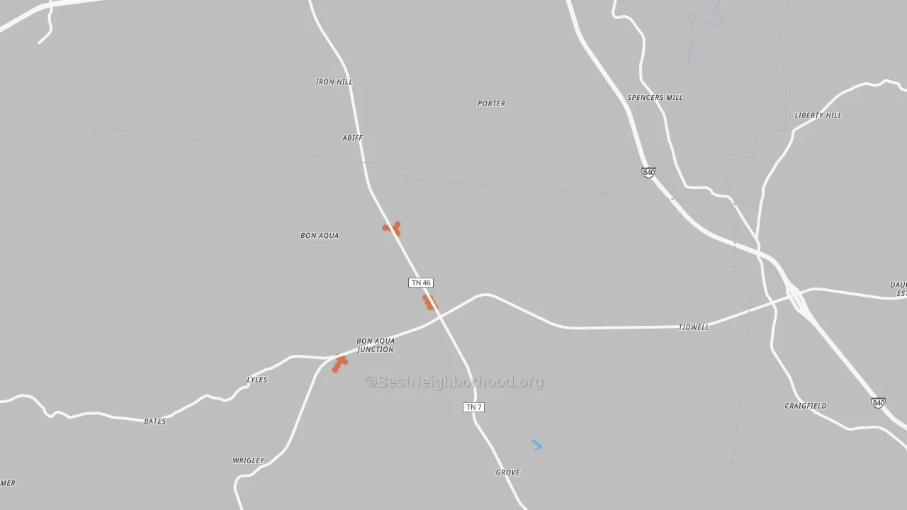 Bike Grade map of 37025, TN