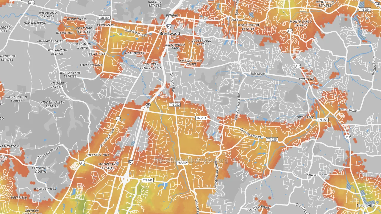 Bike Grade map of 37027, TN
