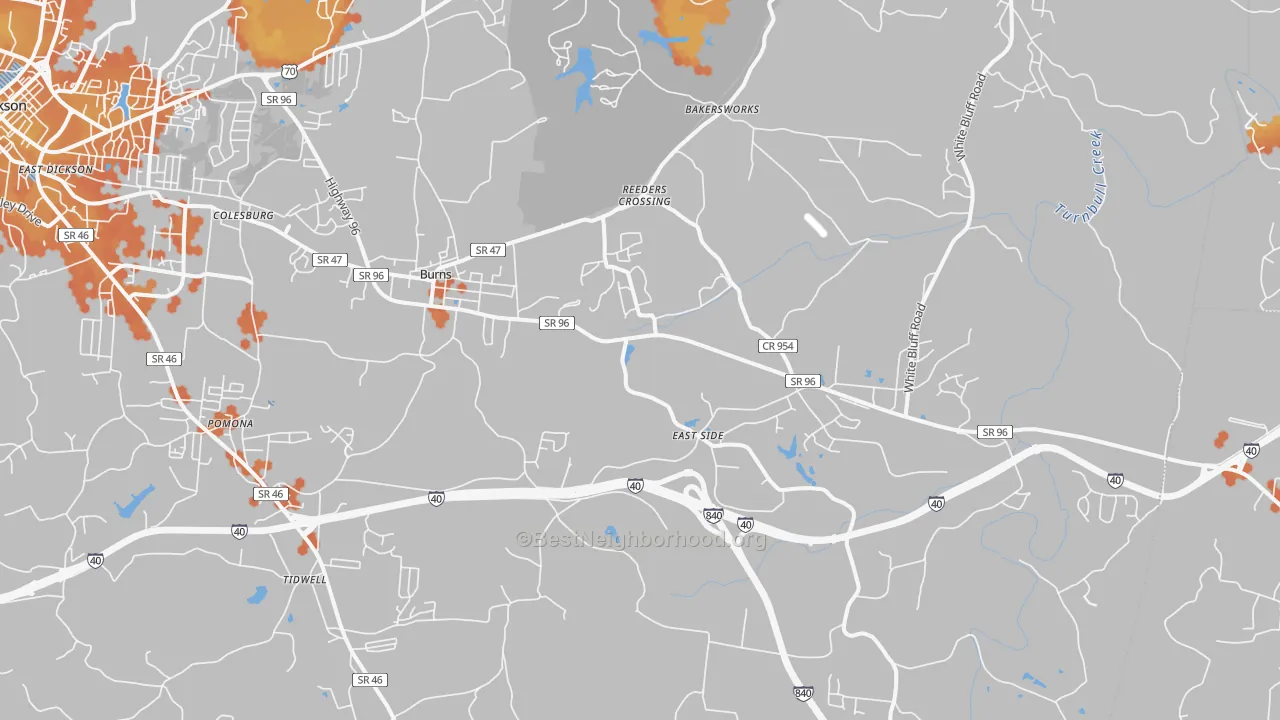 Bike Grade map of 37029, TN