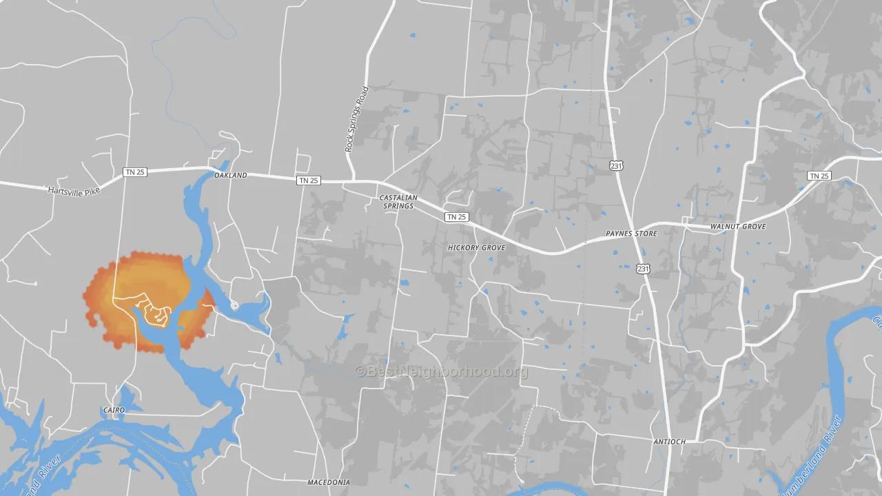Bike Grade map of 37031, TN