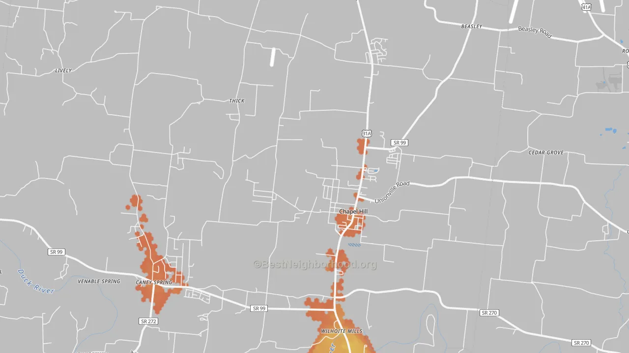 Bike Grade map of 37034, TN