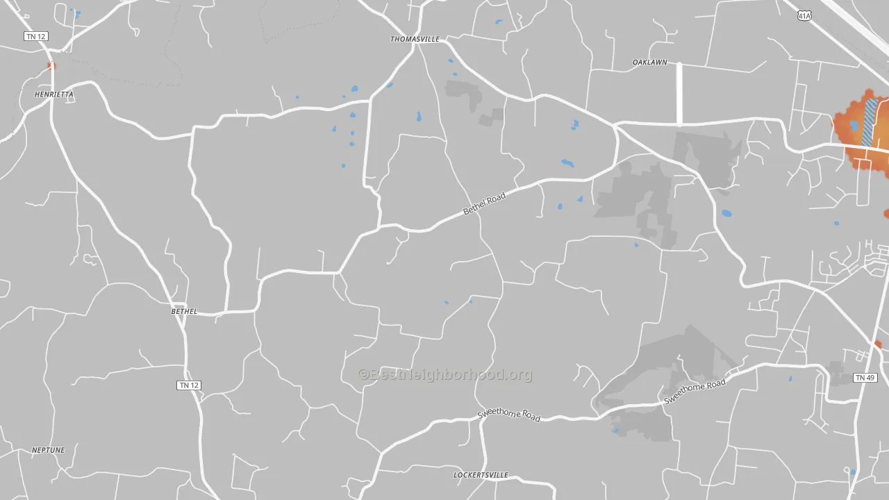 Bike Grade map of 37035, TN