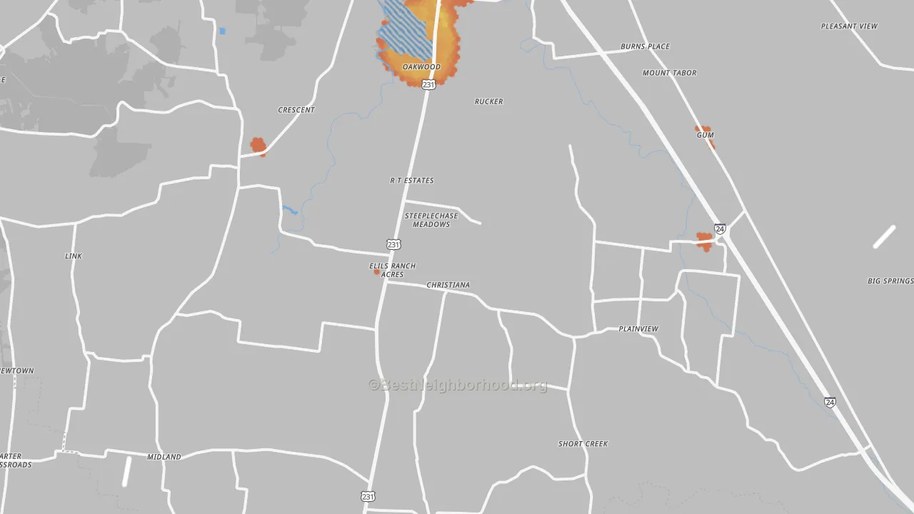 Bike Grade map of 37037, TN