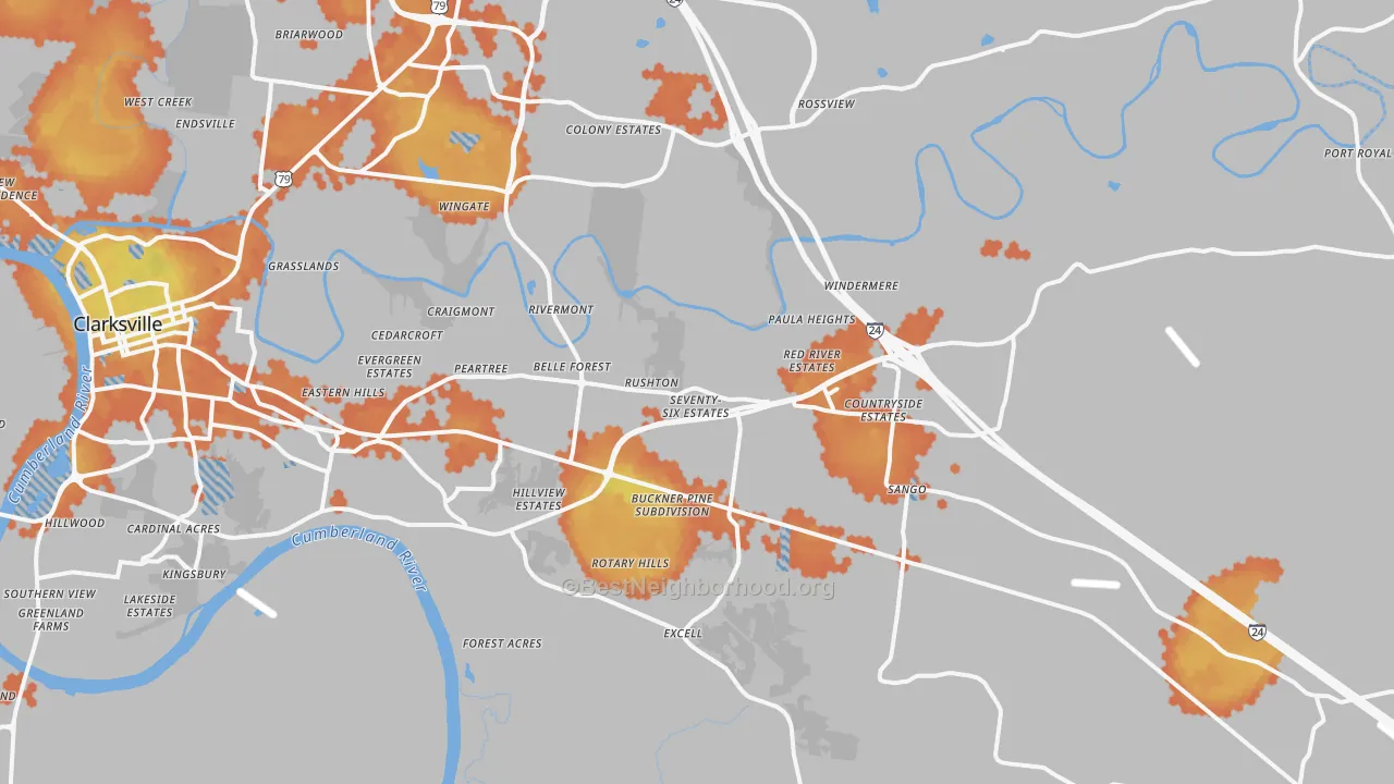 Bike Grade map of 37043, TN
