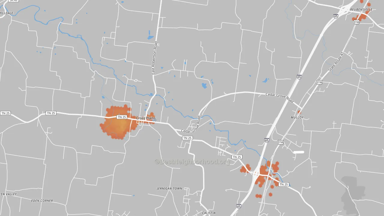 Bike Grade map of 37049, TN