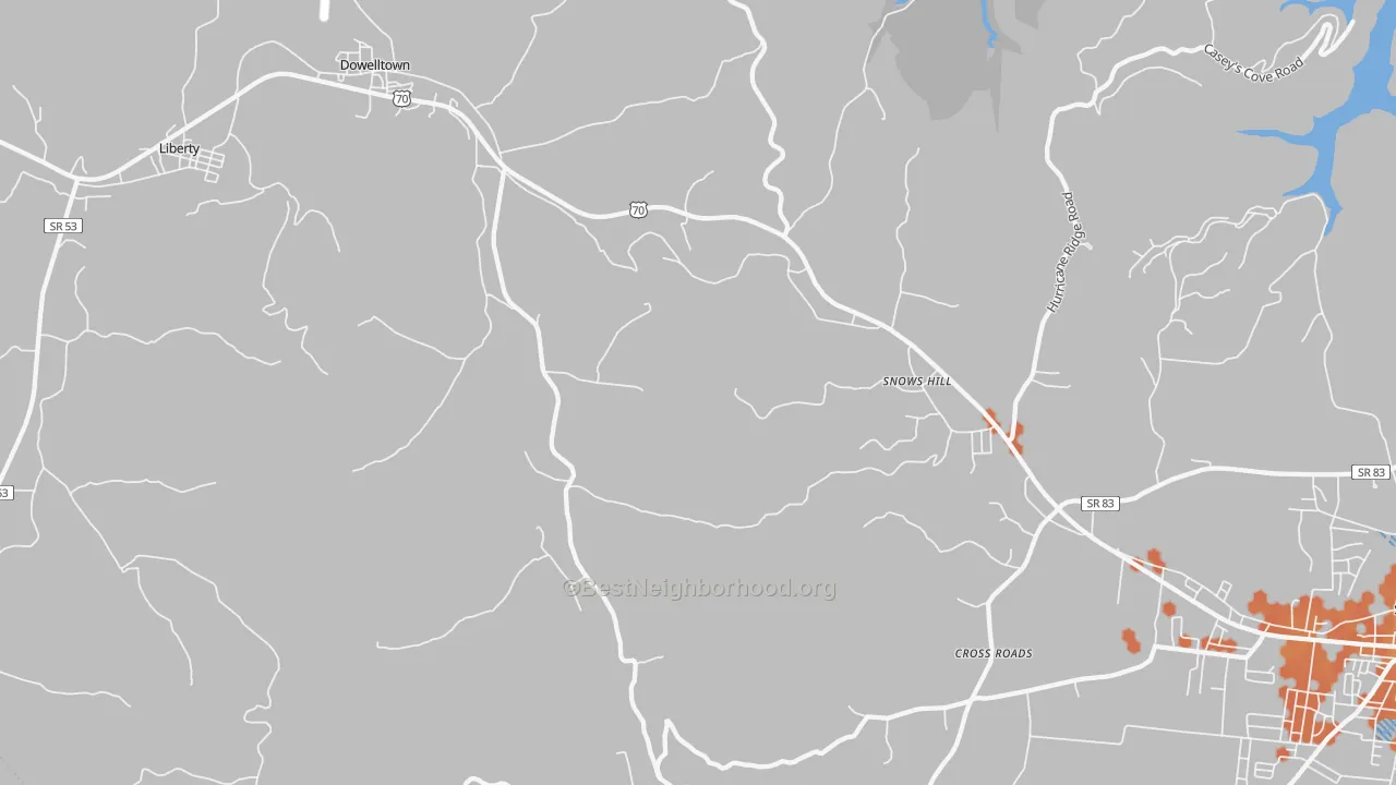 Bike Grade map of 37059, TN
