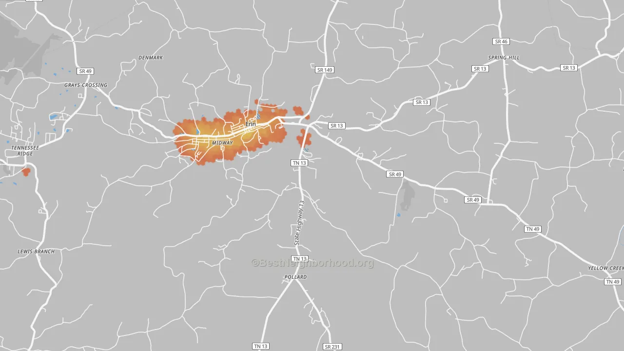 Bike Grade map of 37061, TN
